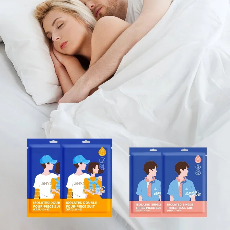 Disposable-Bed-Sheet-Set-Four-Piece-Cover-Plastic-4-Pcs-Anti-Dirt-Bed-Sheet-Fabric