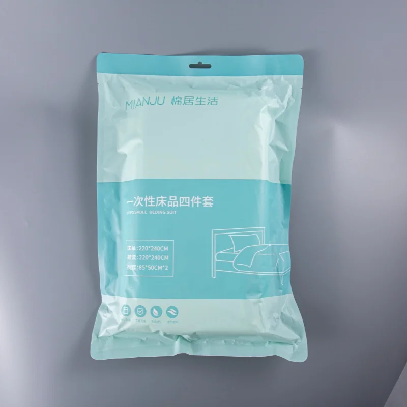 Disposable-Bed-Sheet-Set-Hotel-Hospitality-Bedding-4Pcs-Non-Woven-Duvet-Cover-Pillowcases-Bulk-Supply