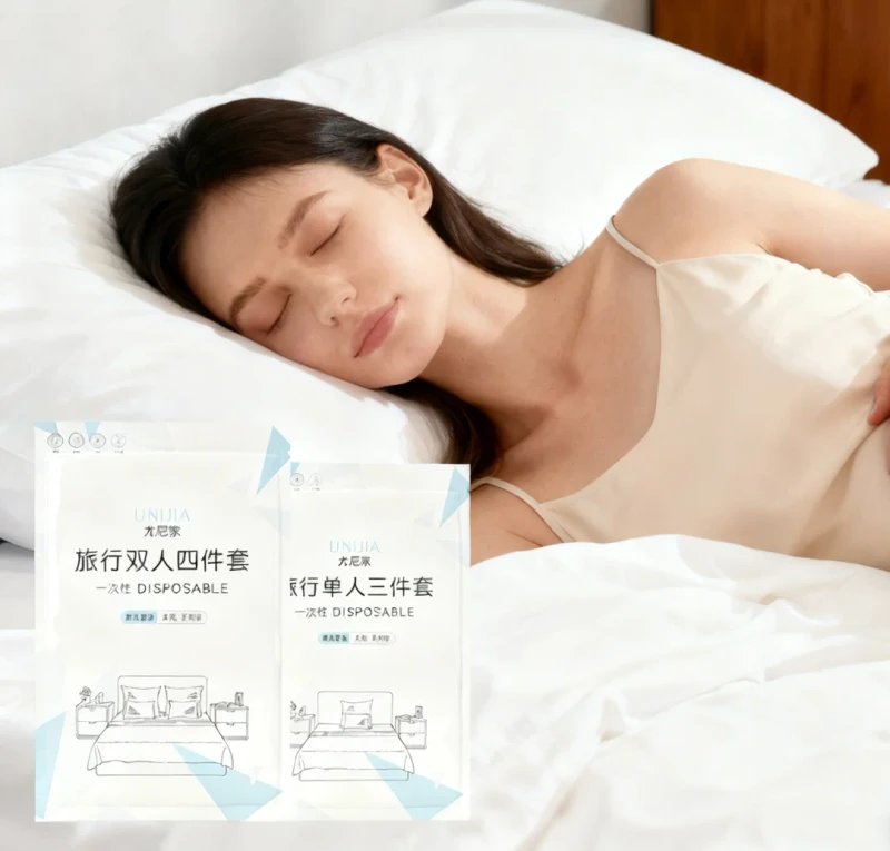 Disposable-Eco-Friendly-Viscose-Non-Woven-Cartoon-Printed-Bedding-Set-Hotel-Room-Linen-Replacement-Waterproof-3-4-Piece