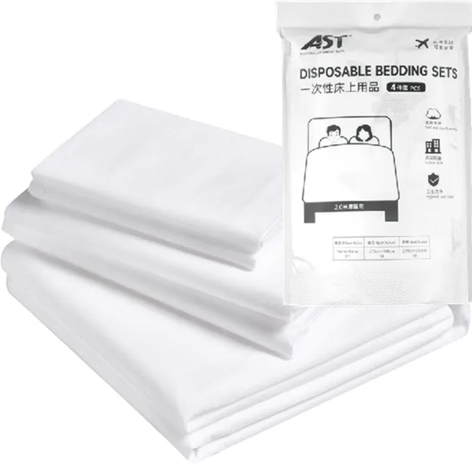 Disposable-Hospital-Grade-Elastic-Nonwoven-Polyester-4-Piece-Bedding-Set-Pillowcases-Quilt-Cover-100TC-SMS-Pressure-Relief