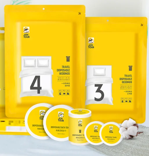 Disposable-Hotel-Bed-Linen-3-4Pcs-Non-Woven-Hygienic-for-Travel-OEM-Portable-Bedding-Set