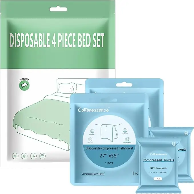 Disposable-Modern-Bed-Sheets-Duvet-Covers-Pillowcases-4-Piece-Travel-Isolation-Set-Lightweight-Breathable-Portable-Hotel