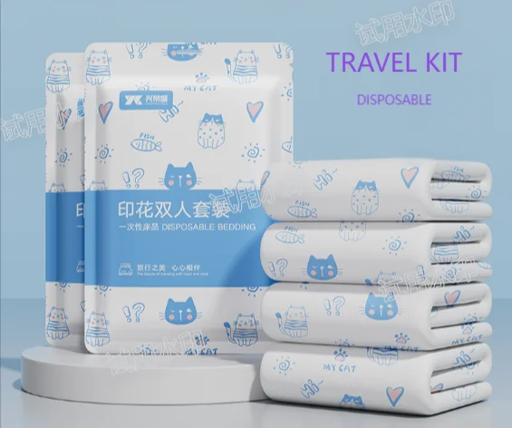 Disposable-Nonwoven-SMS-Bed-Sheet-Set-Waterproof-Stylish-Vintage-Pattern-3pcs-Simple-Polyester-Filled-Travel-Massage