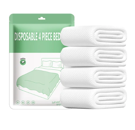 Disposable-Pillow-Duvet-Set-3-4Pcs-Non-Woven-for-Hotel-Travel-Spa-Custom-Bed-Sheet