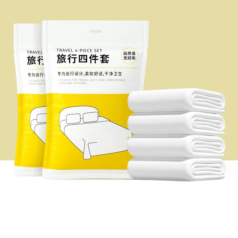 Disposable-Single-Bedding-Set-Bed-Cover-Set-4-Pieces-Disposable-Bed-Sheet-Set-for-Travel