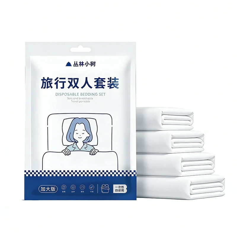 Disposable-Travel-Bedding-Set-4-Piece-Portable-Triple-layer-Anti-static-Polyester-Cotton-Hygienic-Nonwoven-Comfortable