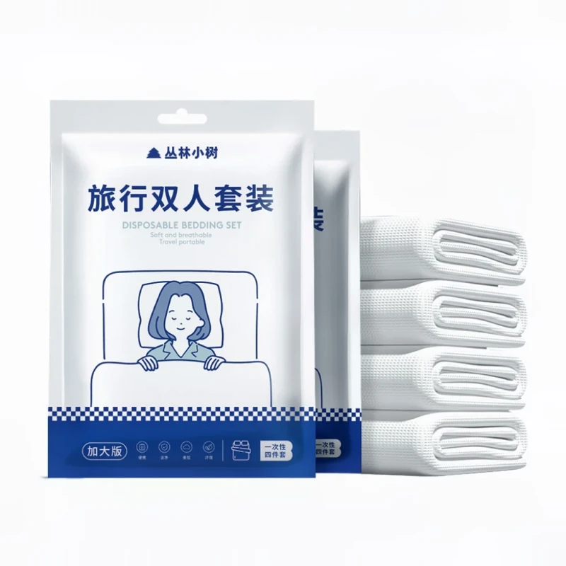 Disposable-Triple-layer-Anti-static-Travel-Bedding-Set-4-Piece-Portable-Hygienic-Single-Use-Polyester-Cotton