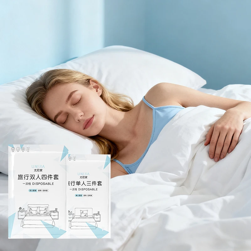 Disposable-Viscose-Cartoon-Printed-Breathable-Eco-Friendly-Customizable-Three-Piece-Bedding-Set-Lightweight-Travel-Hotel-Camping