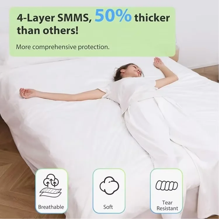 Disposable-Waterproof-4PCS-Bedding-Set-for-Hotel-Solid-Pattern-Nonwoven-1Bed-Sheet-1Quilt-Cover2-Pillowcase-Journey-Hospital-Use
