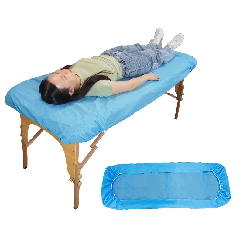 Disposable-Waterproof-Elastic-Comfort-Nonwoven-Hospital-Bed-Sheet-Blue-Fitted-Medical-Bedding-Hygienic-Patient-Care-Bed-Cover