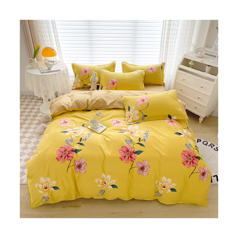 Double-Bed-Duvet-Cover-and-Pillowcases-Set-Polyester-Bedroom-Decor