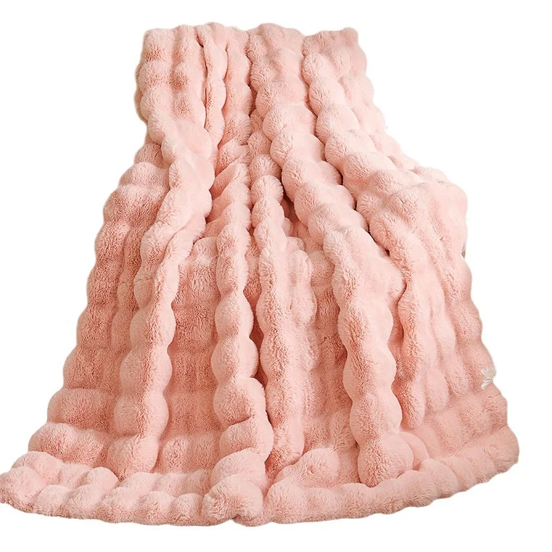 Double-Side-Thickened-Rabbit-Fur-Bubble-Velvet-Blanket-Plush-Warm-Fuzzy-Throw-Sherpa-Winter-Cozy-for-Bed-Couch