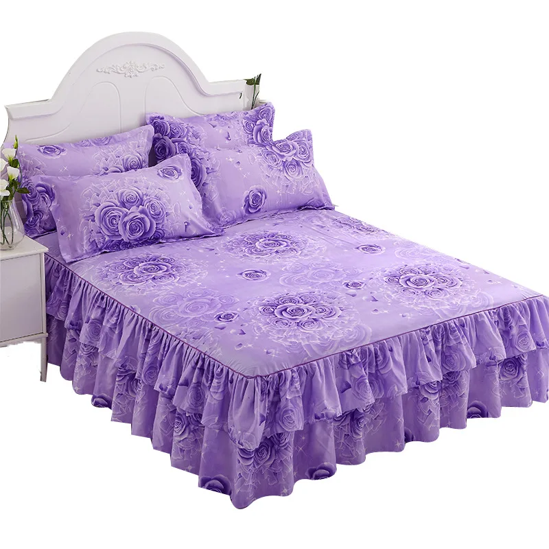 Double-Sided-Plant-Pattern-Polyester-Bed-Skirt-Mattress-Protector-13-Colors-Non-slip-Protective-Cover-Sheet-Home-Hotel-Use-Bed