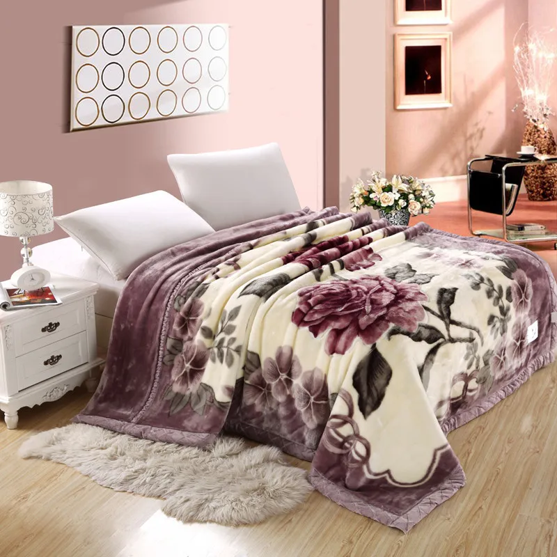 Double-Thick-Warm-Coral-Single-Bed-Custom-logo-8-kg-Woven-Polyester-Floral-Sustainable-Heavy-Mink-Raschel-Blankets-for-Winter