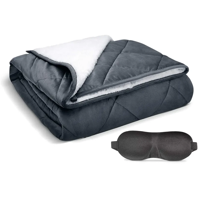 Dual-Sided-Grey-Mink-Fleece-And-White-Sherpa-Sherpa-Fleece-Weighted-Blanket