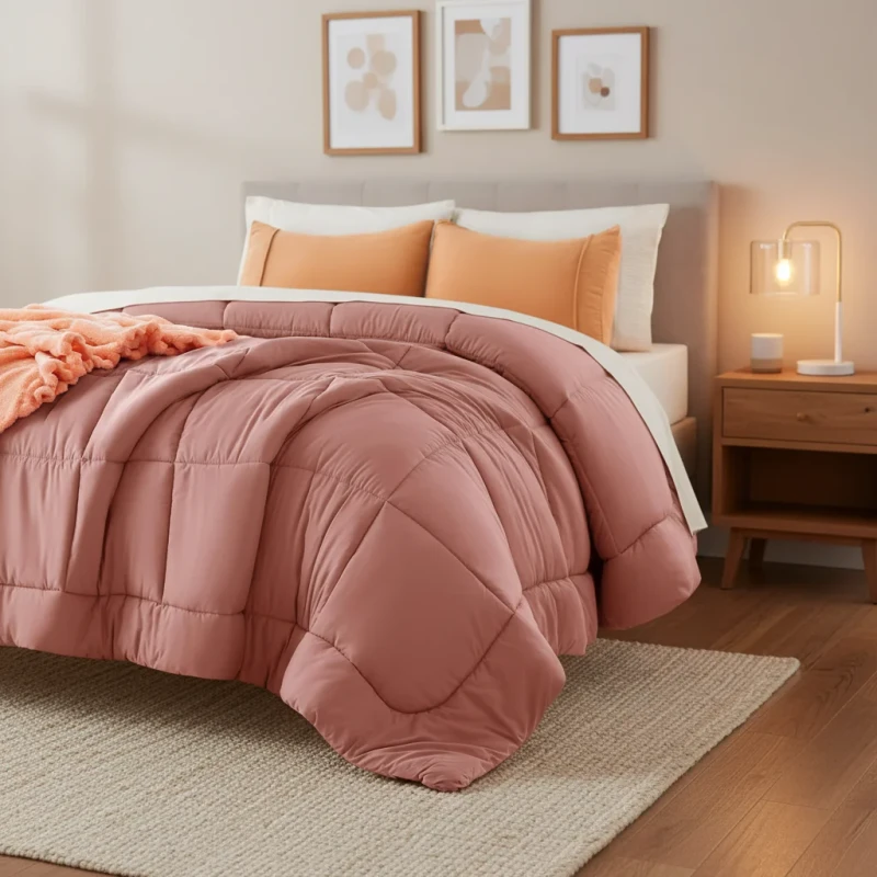 Dusty-Pink-Year-Round-Bedding-Queen-Size-Down-Alternative-Bedding-Quilted-Comforter-Duvet-Insert-with-8-Tabs
