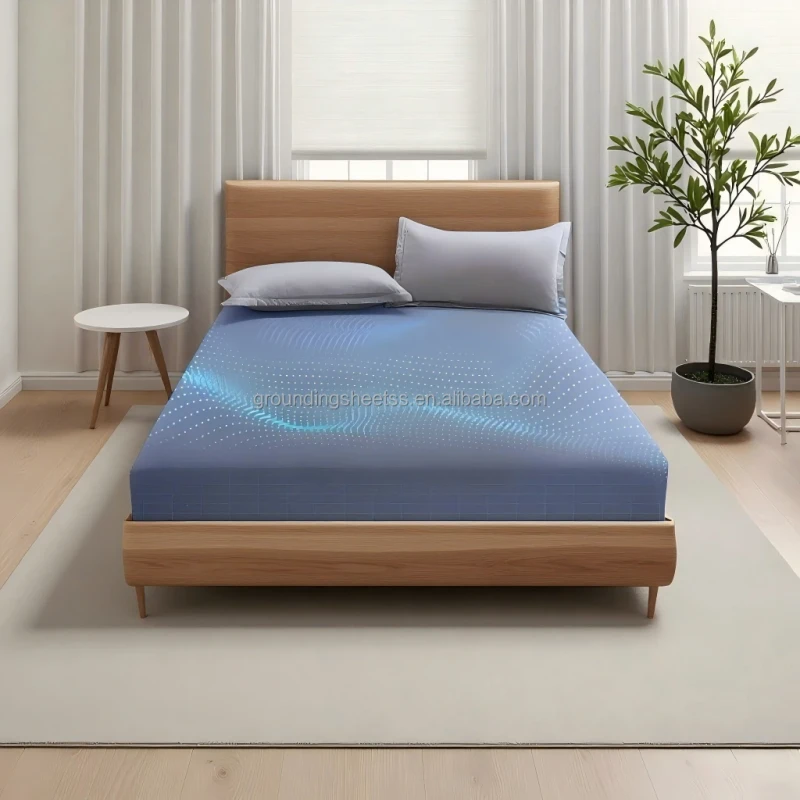 ESD-Grounding-Sheet-for-Conductive-Silver-Cotton-400TC-Stripe-Bed-Fitted-Sheet-for-Hotel-Use-All-Season-Grounding-Protection