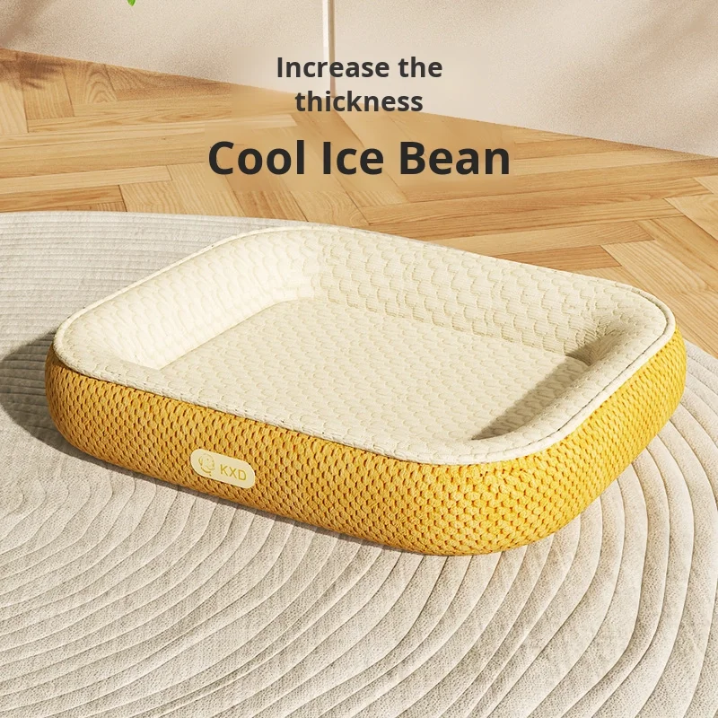 Eco-Friendly-All-Season-Universal-Pet-Mat-Solid-Pattern-Ice-Bean-Dog-Cat-Bed-Winter-Summer-Cool-Made-Memory-Foam-Linen
