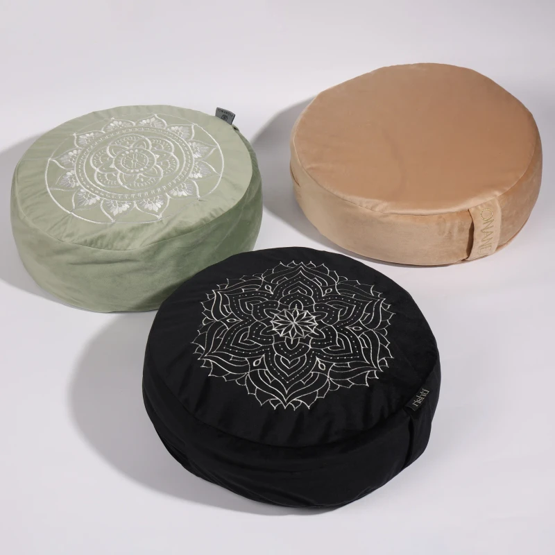 Eco-Friendly-Buckwheat-Hulls-Handmade-Round-Yoga-Cushion-Zafu-Meditation-Seat-Cushions