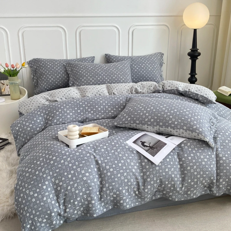 Eco-Friendly-Comfortable-200TC-Pure-Cotton-Double-Layers-Jacquard-Full-Set-Hotel-Bedding-Four-Piece-Set