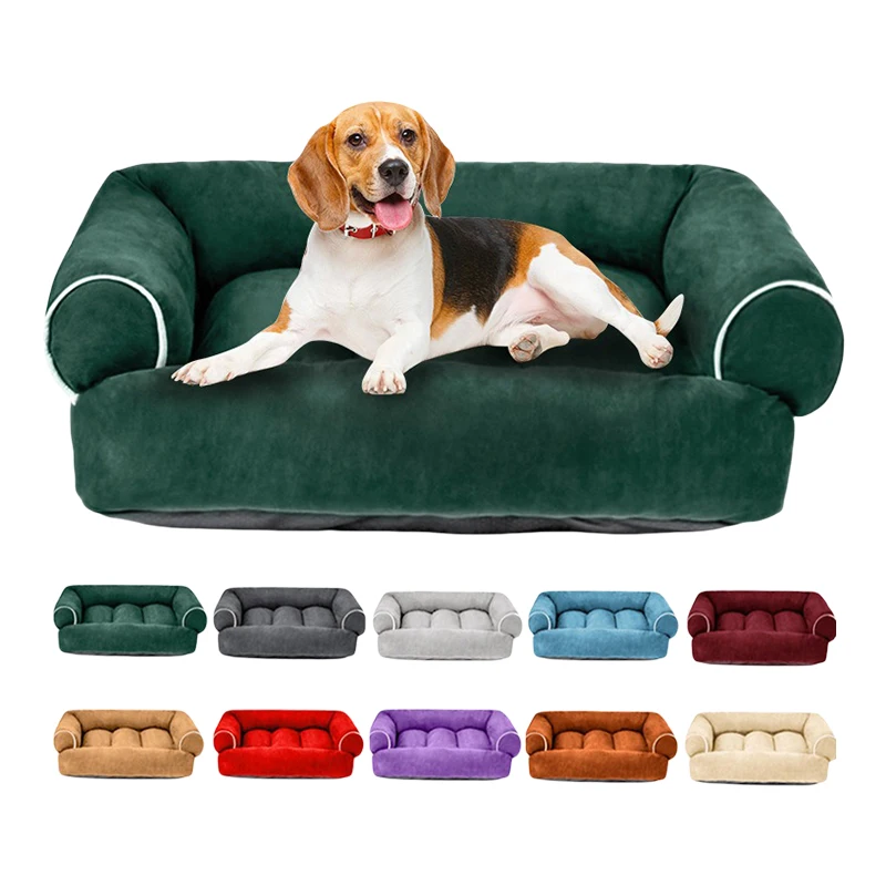 Eco-Friendly-Corduroy-Linen-Pet-Sofa-Dog-Bed-with-Multiple-Sizes-Chew-Resistant-Non-Slip-Bottom