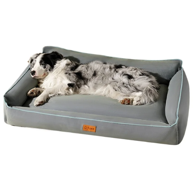 Eco-Friendly-Linen-Dog-Bed-Solid-Pattern-Designer-PP-Cotton-Pet-Cushion-Classic-Style-Oval-Soft-Removable