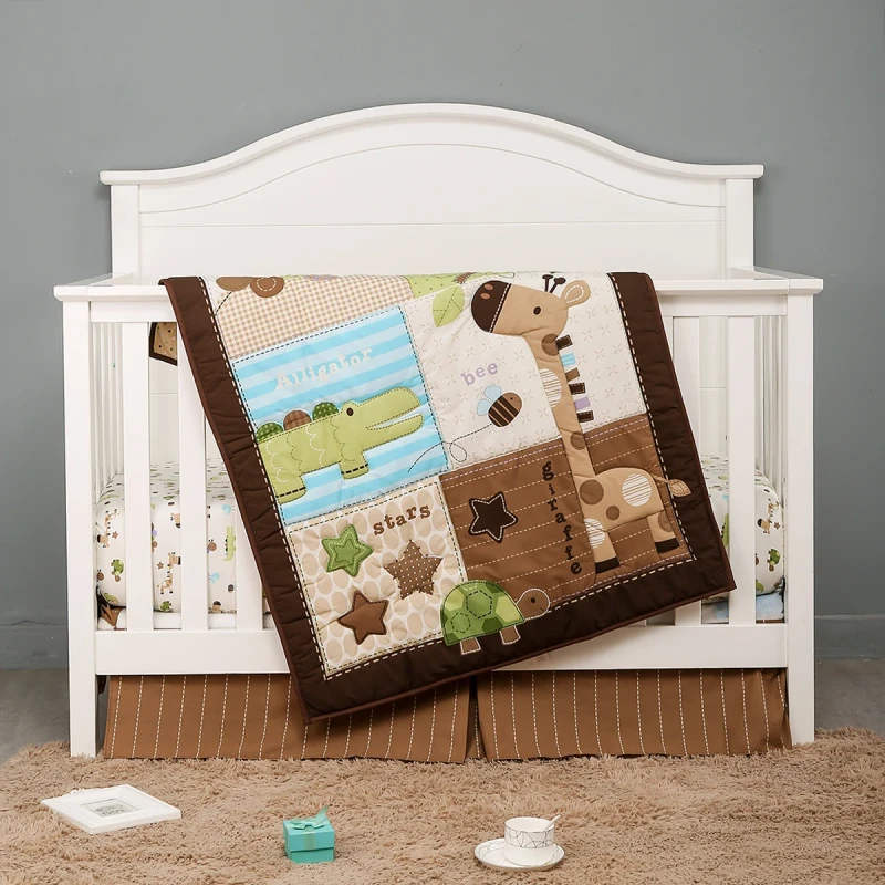 Eco-Friendly-Soft-Baby-Comforter-3D-Animal-Printing-Fitted-Crib-Sheet-Cotton-Blanket-Throw-Baby-Bedding-Set
