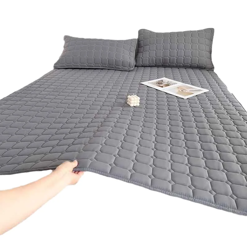 Eco-Friendly-Waterproof-Anti-Bacteria-Knitted-Plain-100-Cotton-Mattress-Protector-Bedding-Set-Machine-Washable-for-Home