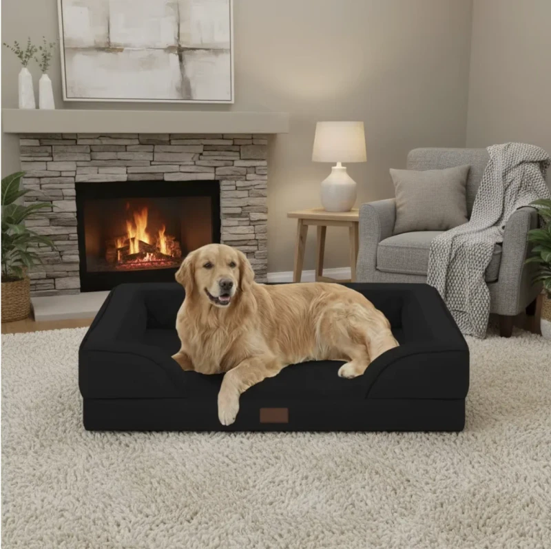 Eco-Friendly-Winter-Dog-Cat-Bed-Soft-Comfortable-Solid-Pattern-Sponge-Filled-Linen-Material-Indoor-Use