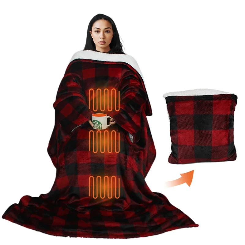 Eco-friendly-Electric-Wearable-Heated-Fleece-Blanket-with-Sleeves-Customizable-100-Polyester-TV-Blanket-for-Winter