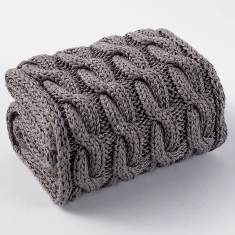 Eco-friendly-Grey-Luxury-Super-Thick-Weighted-Blankets-Warm-Cozy-100-Handmade-Knitted-Chunky-Knit-Blanket