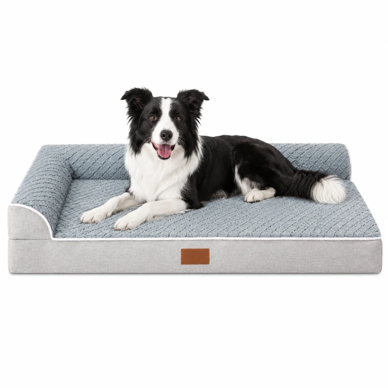 Eco-friendly-Rectangle-Memory-Foam-Orthopedic-Removable-Modern-Dog-House-Pillow-Bed-Sofa-for-Small-Large-Animals