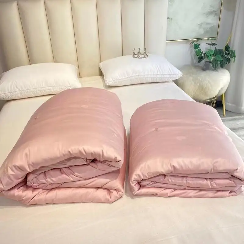 Edredones-Silk-Double-Sided-Quilted-Fabric-Thick-Quilt