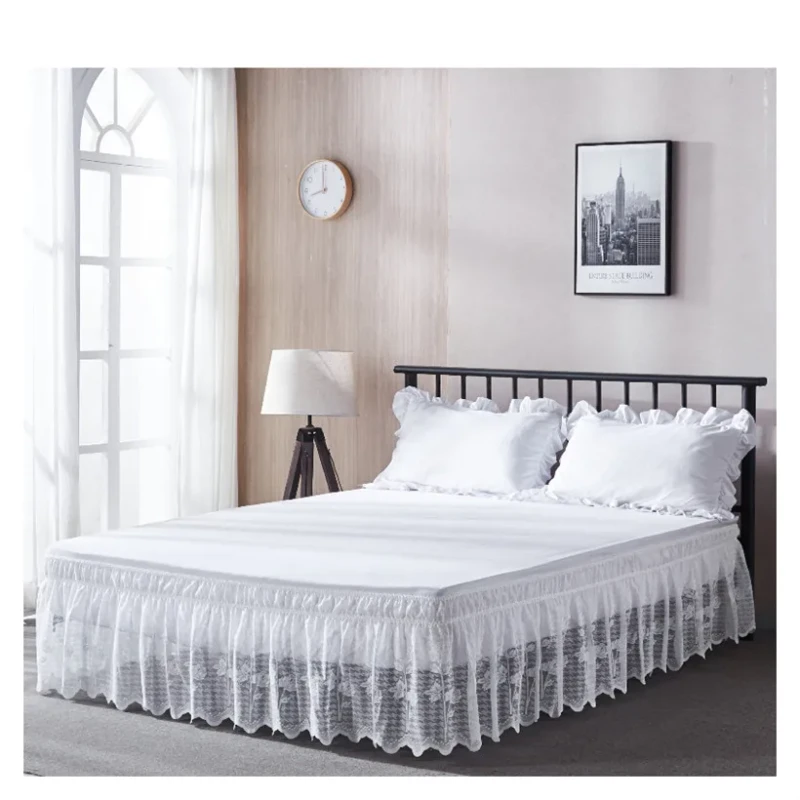 Elastic-Pleats-Lace-Bed-Skirt-Set
