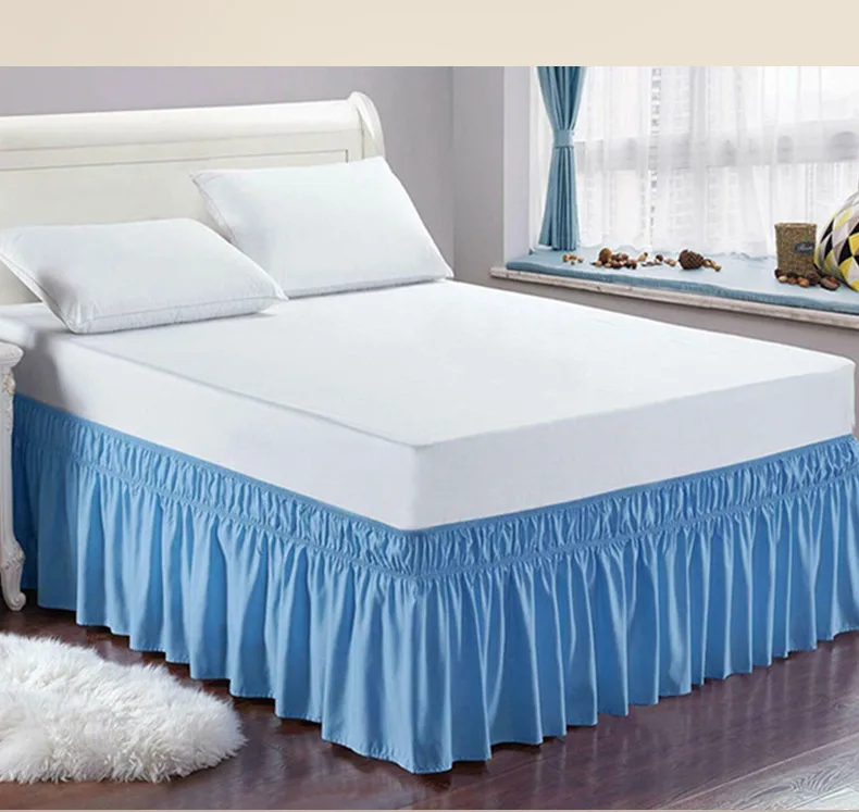 Elastic-White-Bed-Skirt-Single-Solid-Color-100-Polyester-Fibre-200TC-Home-Bed-Cover-Dust-Cover