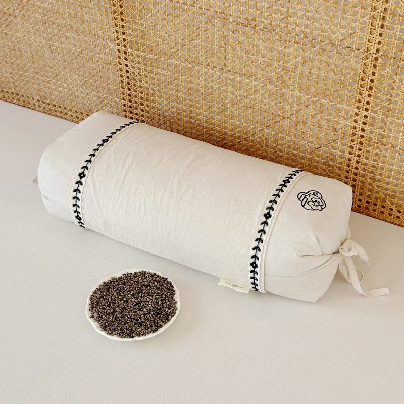 Elegant-Cotton-Linen-Buckwheat-Pillow-Embroidered-Hypoallergenic-Office-Travel-Kids-Massage-Ergonomic-Bed-Accessory