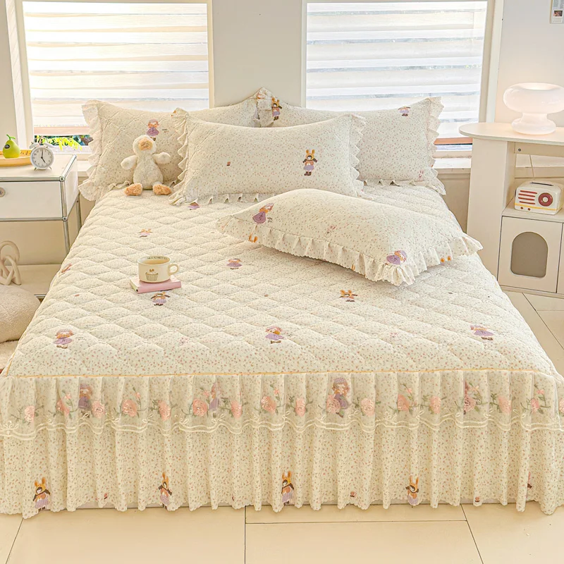 Elegant-Embroidered-Lace-Quilted-Single-Bed-Skirt-Soft-Comfortable-Dust-Ruffle-Valance-Washable-for-Home-Bedroom-Decor