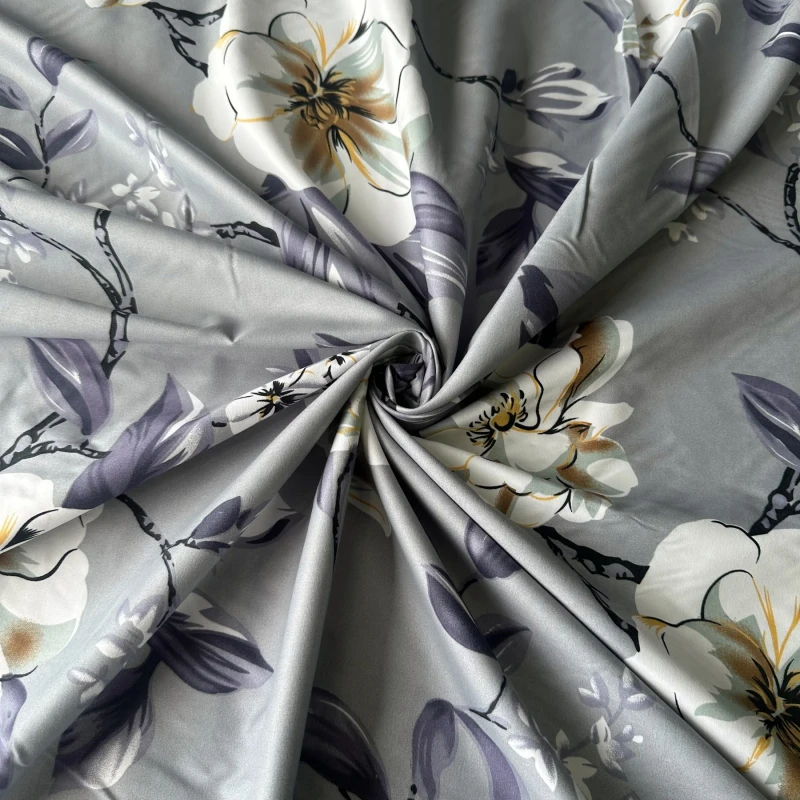 Elegant-Ink-Wash-Magnolia-Floral-Twill-Garment-Ready-Premium-Silky-Touch-Woven-100-Polyester-Bed-Linen-Fabric