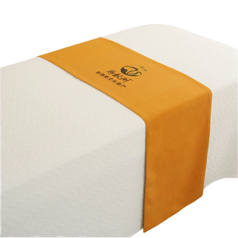 Embroidered-Customized-High-Quality-Lyocell-Polyester-Anti-Bacteria-Bed-Runner-Scarves-Folded-Design-for-Spa-Massage-Home-Hotel