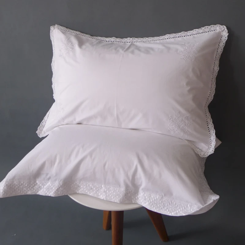Embroidery-100-Cotton-Pure-White-Satin-Luxury-Hotel-Sheets-Bed-Set-Pillowcase
