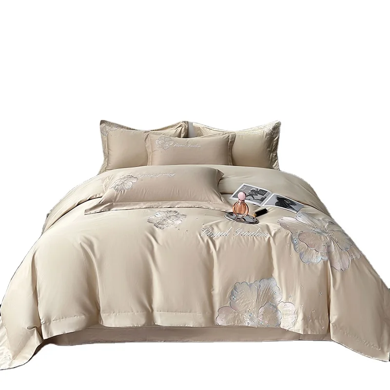 Embroidery-Four-Piece-Sheet-Pillowcase-Duvet-Cover-Set