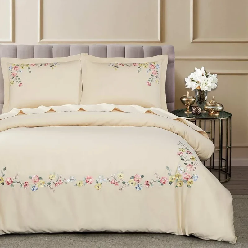 Embroidery-Printing-Flower-Pattern-Pastoral-Style-Bedding-Set-Soft-Air-permeable-Duvet-Cover-Set-for-Home