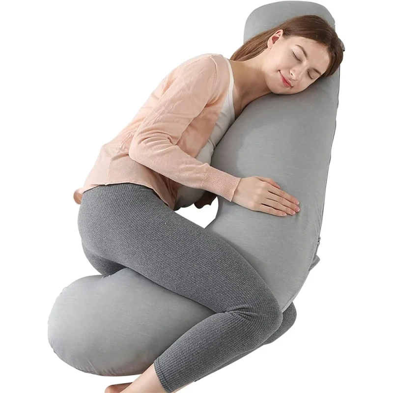 Entire-Body-Head-Back-Belly-Support-Pillow-Cooling-Fabric-Pregnant-Woman-Maternity-Pillows-J-Shaped-for-Side-Sleeper