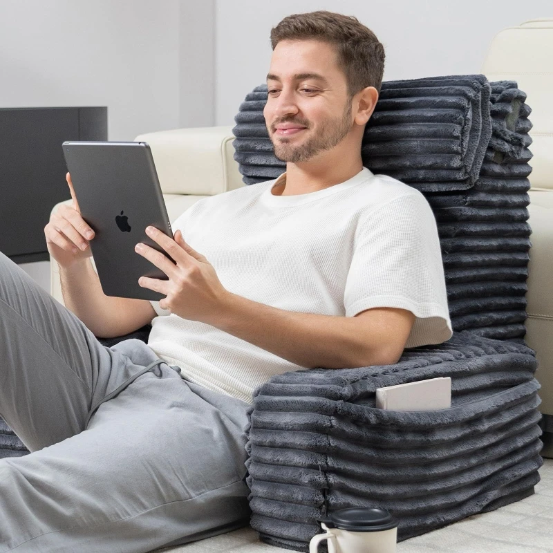 Ergonomic-Lumbar-Neck-Support-Memory-Foam-Wedge-Reading-Rest-Pillow-With-Pocket-for-Sitting-in-Bed-and-Sofa-Lower-Back-Pain-Relief