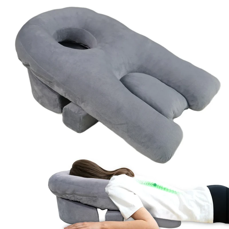 Ergonomic-Memory-Foam-Wedge-Face-Down-Pillow-Soft-Velvet-Cover-Ideal-for-Office-Sleep-Travel-Rest