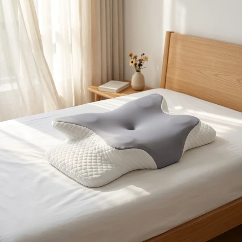 Ergonomic-Orthopedic-Memory-Foam-Bed-Pillow-Side-Geometric-Neck-Rectangular-Adjustable-Cervical-Contour