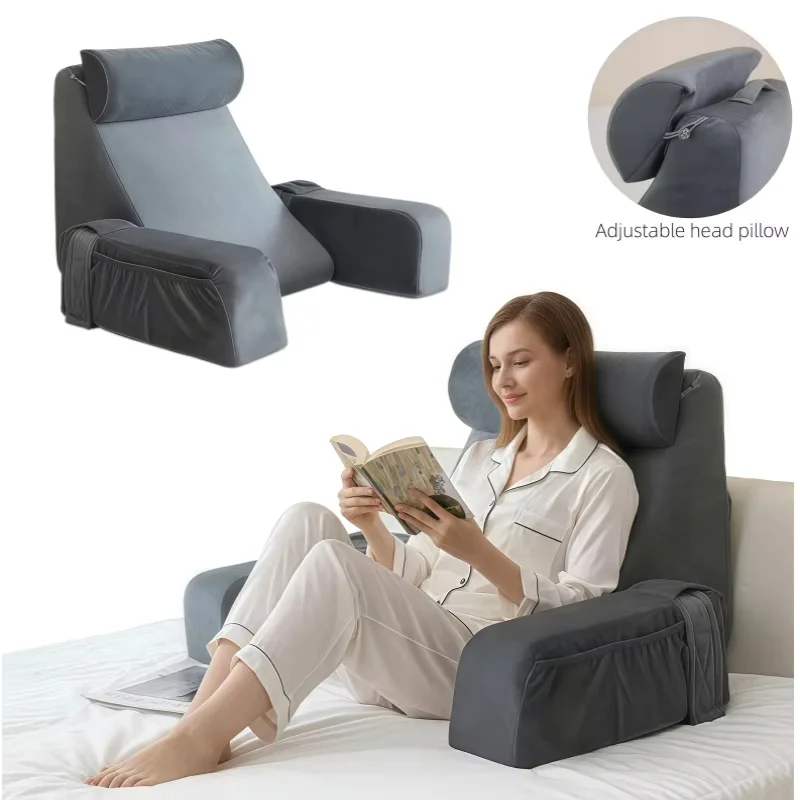 Ergonomic-Reading-Pillow-with-Armrests-Wedge-Shape-for-Back-Support-Comfortable-Bed-Sofa-Chair-Office-Use-and-Relaxation