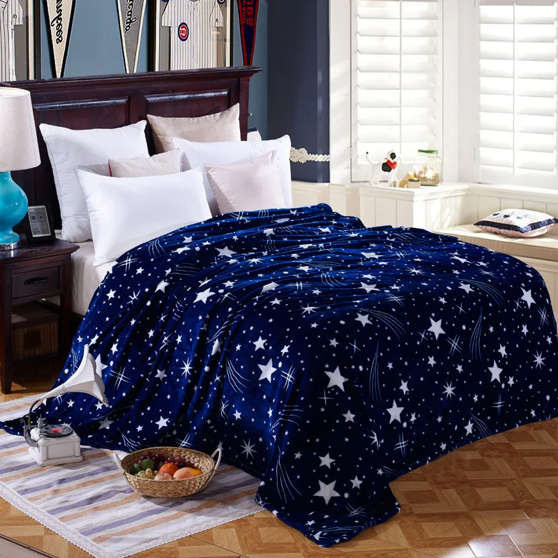 European-Country-style-Star-Moon-Patterns-Thickened-Warm-Flannel-Blankets-Super-King-Queen-Size-Soft-Comfortable-Plush-Blanket