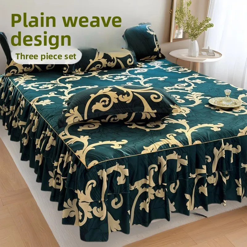 European-Printed-Bed-Skirt-Set-3-Pcs-Luxury-Polyester-Cotton-Bedspread-with-Pillowcases