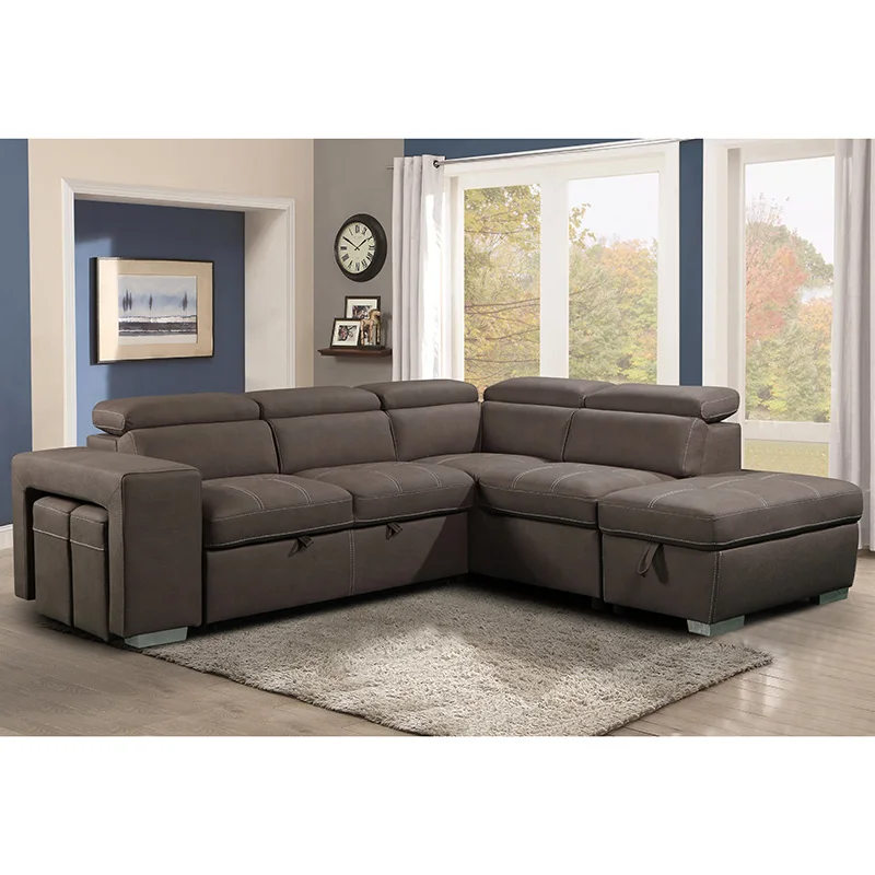 European-Sofa-Bed-Sleeping-Function-2-Seat-Sectional-Sofa-Bed-Adjustable-Microfiber-Fabric-Backrest-Grey-for-Apartment-Hotel-Use